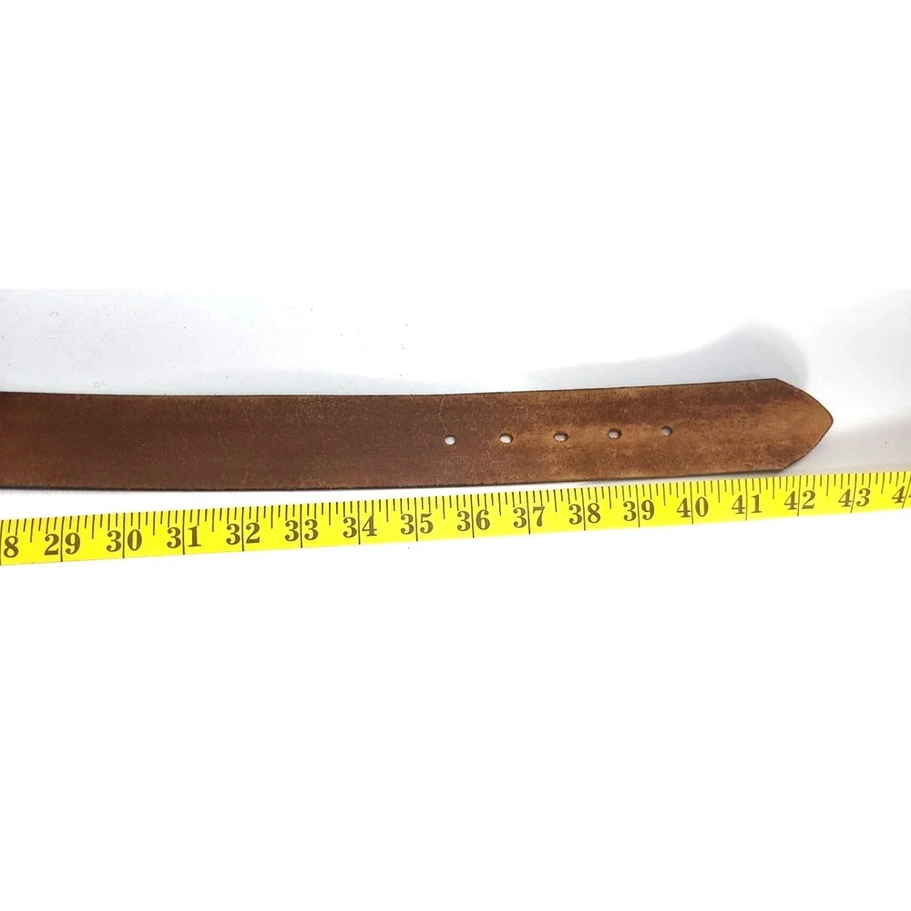 Browning Mens Belt Genuine‎ Full Grain Leather sz 38 With Wolf Head Buckle